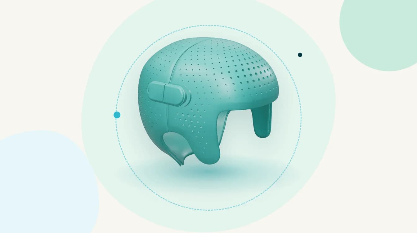 Turkuaz kranial kask 3D görseli